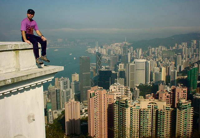 Round the World in 24 Days : View over the Hong Kong Skyline from the district known as "The Peak"